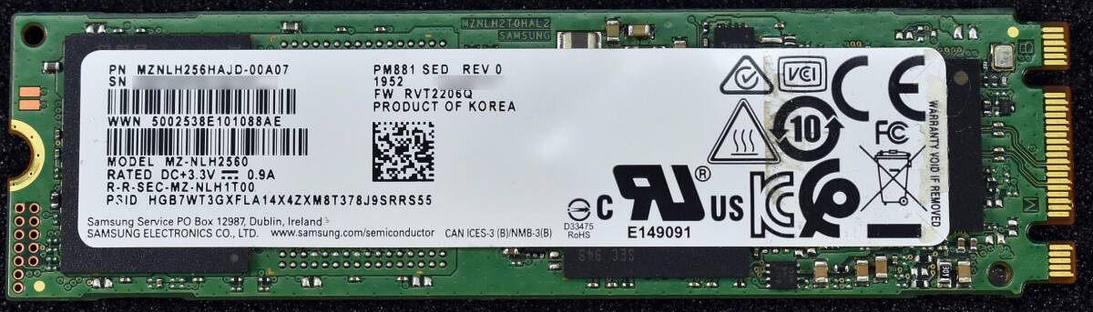 SAMSUNG SSD MZ-NLH2560 M.2 2280 SATA 256GB CristalDiscinfo 正常 使用時間:7870H (管:EM03 - image 1