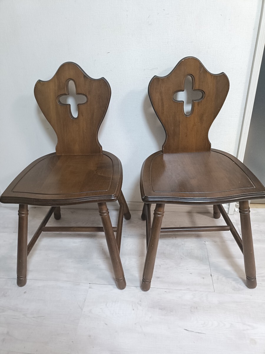 四国工芸森のサーカス丸テーブルアンティークチェアー2脚セット送料