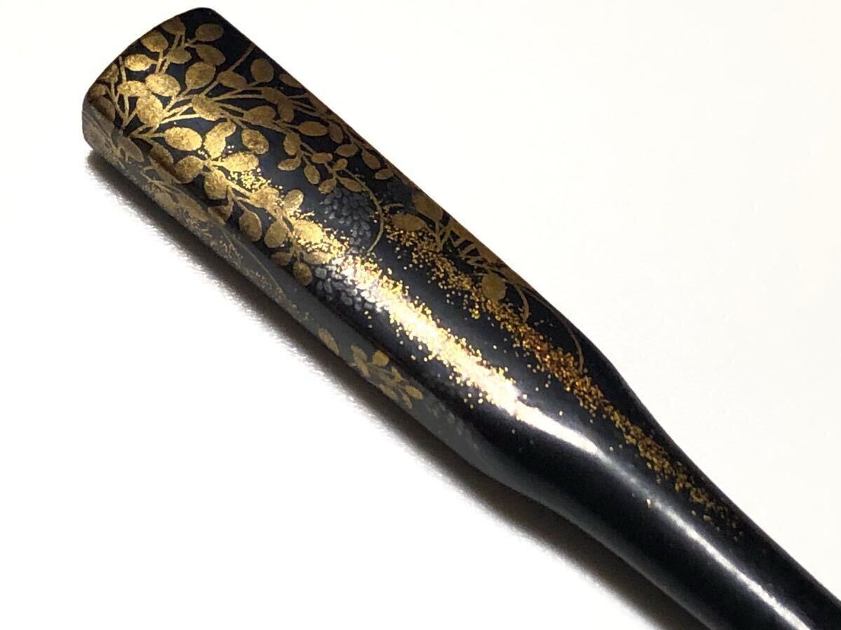 アンティーク本鼈甲漆塗り金蒔絵3.0g 作家物秋草文笄美品【検/べっ甲