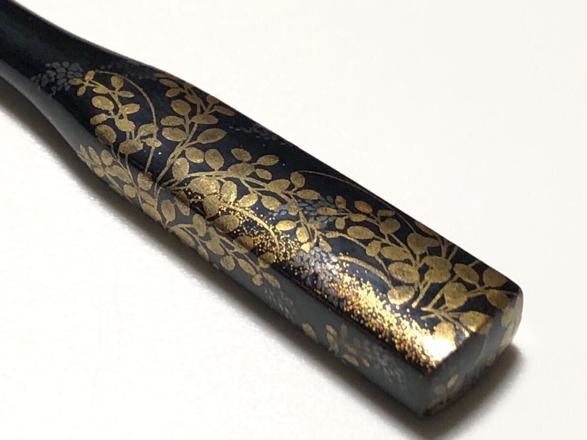 アンティーク本鼈甲漆塗り金蒔絵3.0g 作家物秋草文笄美品【検/べっ甲