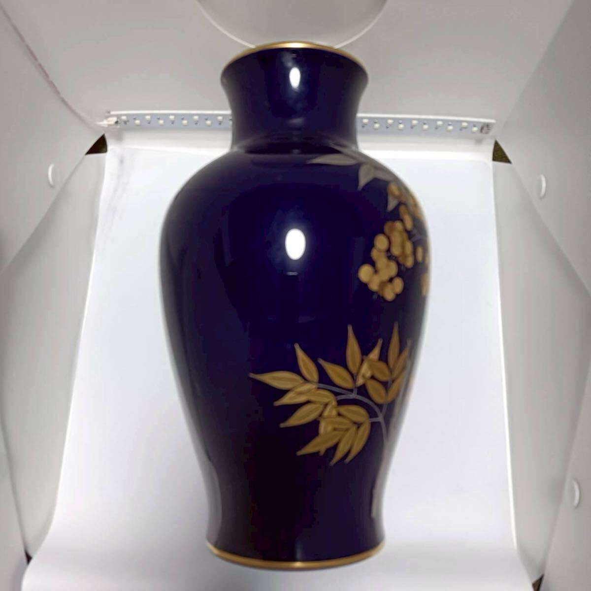 大倉陶園花瓶金彩銀彩瑠璃花器フラワーベースOKURA 骨董品【0376