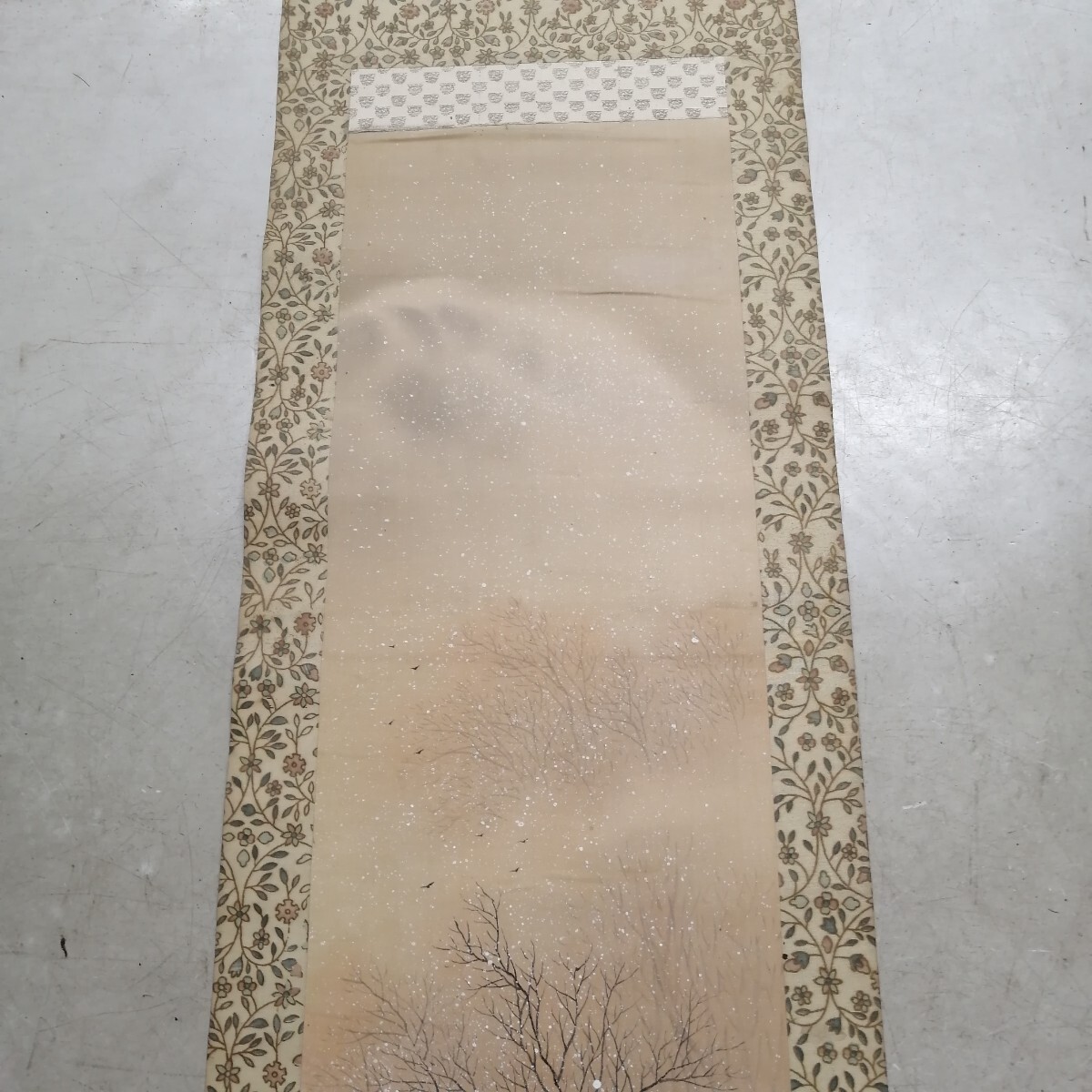 掛軸 雪景色 山水画 日本画 絹本 肉筆 骨董品 古美術 - image 4