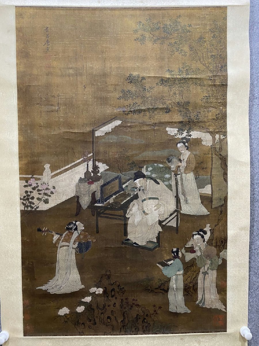 羽彰・古美術 Y0743中国古書道 唐寅 絹本 掛け軸 書画立軸 水墨中国画巻物 肉筆逸品 肉筆保証品|ayahoo|千纸鹤日淘